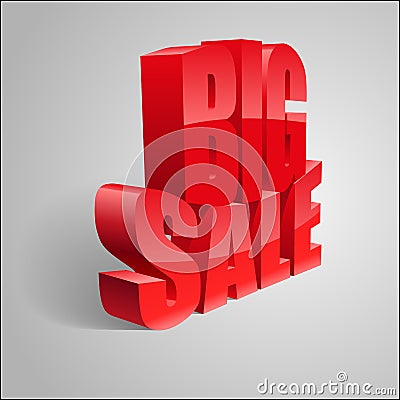 3D Big Sale illustration. Vector Illustration