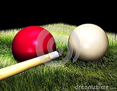 3D Billiard balls on the table Stock Photo