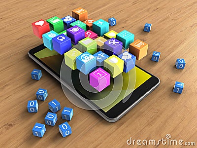 3d binary cubes Cartoon Illustration