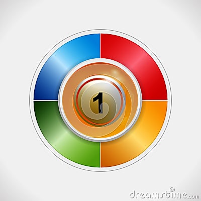 3D bingo ball over four colours disc Stock Photo