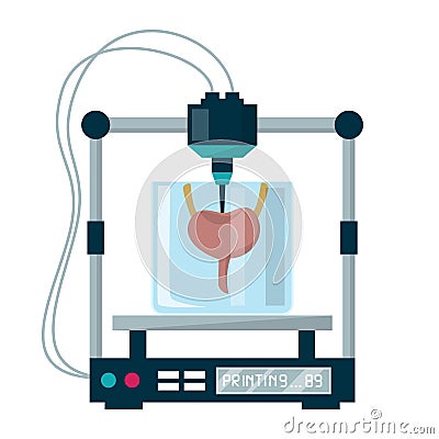 3D bioprinting vector isolated. Medical equipment for organ Stock Photo