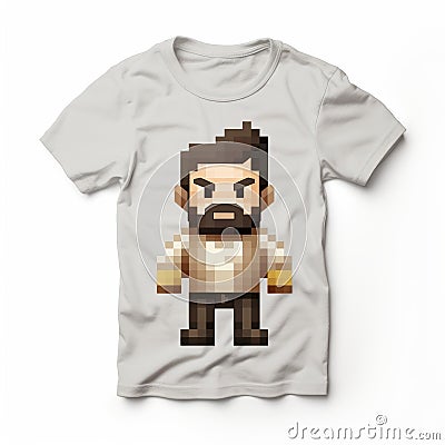3d 8 Bit Pixel Cartoon Of Logan T-shirt - Full Body Design Stock Photo