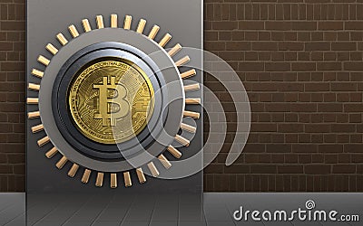 3d bitcoin safe bitcoin safe Cartoon Illustration