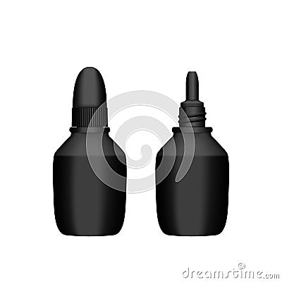 3d black blank eyedropper mockup for packaging design Vector Illustration
