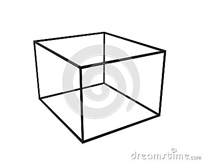 3D Black Empty Box Frame isolated on white background, clipping Stock Photo