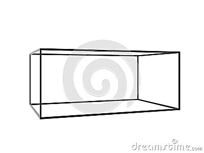 3D Black Empty Box Frame isolated on white background, clipping Stock Photo