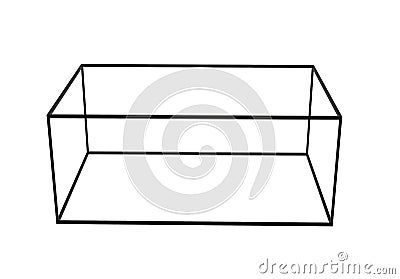 3D Black Empty Box Frame isolated on white background, clipping Stock Photo