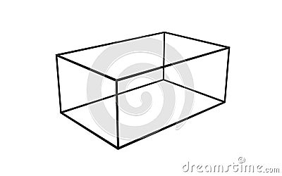 3D Black Empty Box Frame isolated on white background, clipping Stock Photo