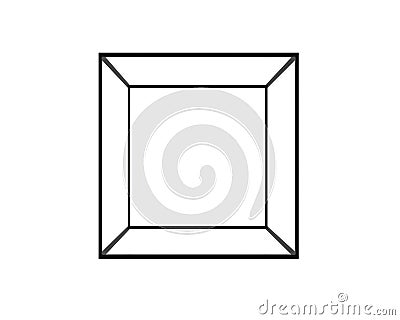 3D Black Empty Box Frame isolated on white background, clipping Stock Photo