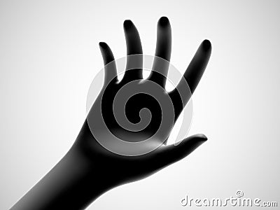 3D black open palm offering something. Concept of charity, care and online support. Vector Illustration