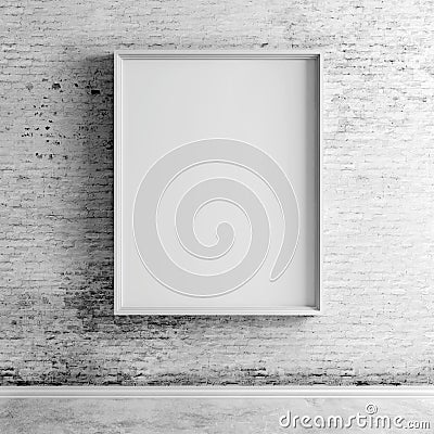 3d blank boards on vintage brick wall Stock Photo