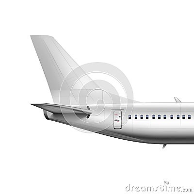 3D Blank Glossy White Airplane Or Airliner Tail Vector Illustration
