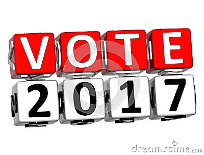 3D Block Red Text VOTE 2017 over white background. Stock Photo