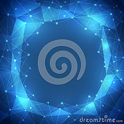 3D Blue Abstract technology Background with Circles, Lines and Shapes Vector Illustration