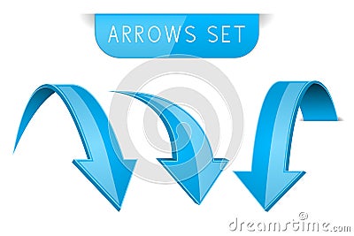 3d blue arrows set Vector Illustration