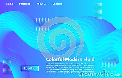 3D Blue Color Background of modern fluid. Landing page design. Fluid Shape Vector Form. 3D Poster for website design. Stock Photo