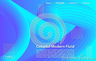 3D Blue Color Background of modern fluid. Landing page design. Fluid Shape Vector Form. 3D Poster for website design. Stock Photo