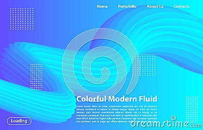 3D Blue Color Background of modern fluid. Landing page design. Fluid Shape Vector Form. 3D Poster for website design. Stock Photo