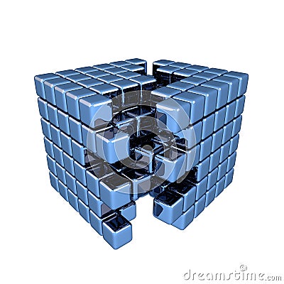 3D Blue Cube Stock Photo