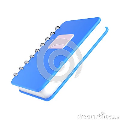 3d blue cute empty notepad book stationery for school isolated background with clipping path. Simple render illustration Cartoon Illustration