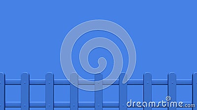 3d blue fence cartoon style 3d render minimal blank space Stock Photo