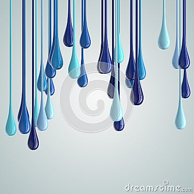 3D blue glossy paint drop blobs Stock Photo