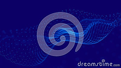 Wave 3d. 3D blue glowing abstract background. Abstract background with a dynamic wave. Big data visualization. 3d rendering Stock Photo