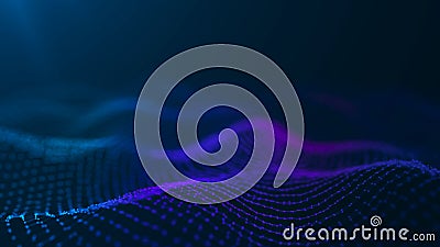 Wave 3d. 3D blue glowing abstract background. Abstract background with a dynamic wave. 3d rendering Stock Photo