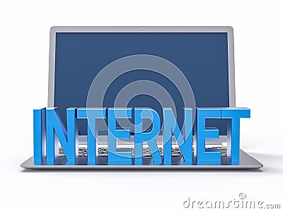 3D Blue Internet Word Stock Photo