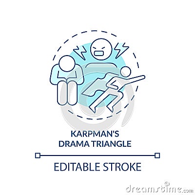 2D blue line icon karpman drama triangle concept Vector Illustration