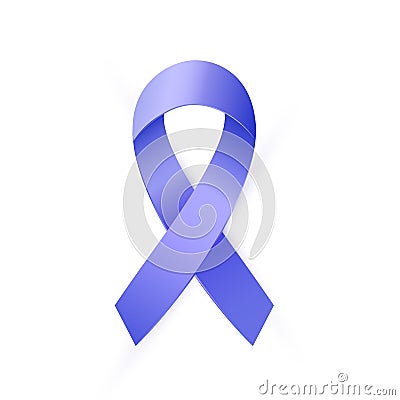 3d Blue ribbon to Colon Cancer and Colo-rectal Cancer Awareness month. Vector Illustration