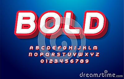 3D bold alphabet. Pop art font, heavy type for modern super hero monogram, prize logo, comic graphic, fun and cool Vector Illustration