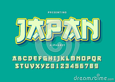 3d bold modern typeface, vibrant cool style effect, japanese graffiti alphabet Vector Illustration