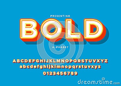 3d bold modern typeface, vibrant cool style effect, retro bold custom font Vector Illustration