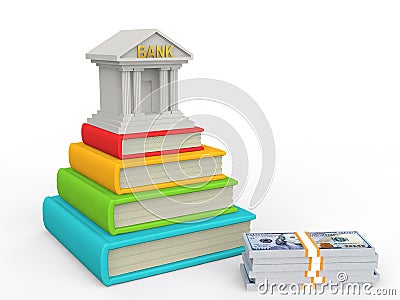 3d books and education loan concept Stock Photo