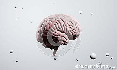 brain of human healthcare illustration rendering, health of neuron cell, think of idea on background Cartoon Illustration