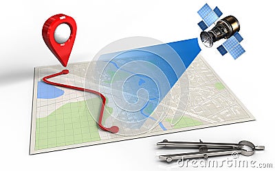 3d bright map Cartoon Illustration