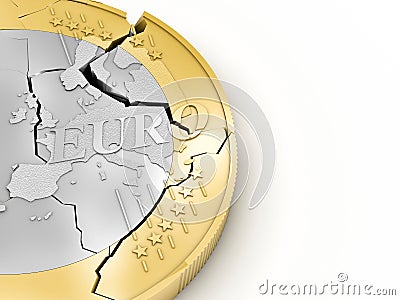 3d broken euro Stock Photo