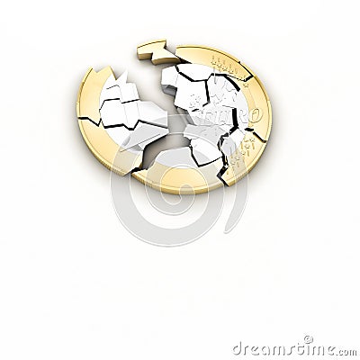 3d broken euro Stock Photo