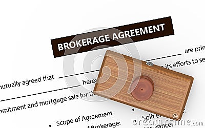 3d brokerage agreement rubber stamp Cartoon Illustration