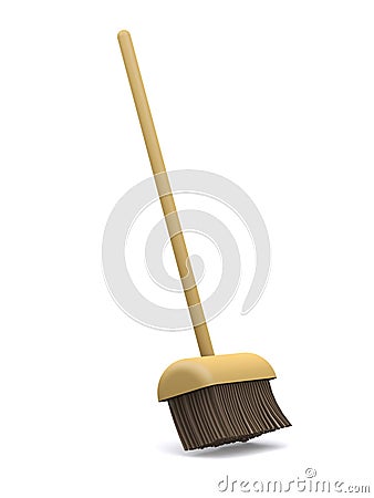 3d Broom sweeping Stock Photo