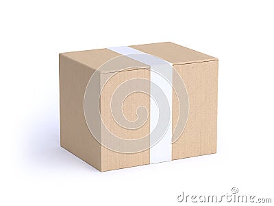 Brown paper box-parcel white background 3d rendering,post communication transportation concept Stock Photo