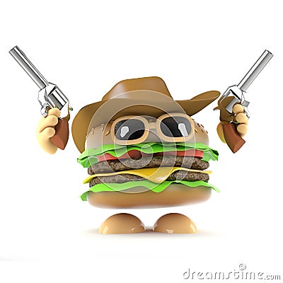 3d Burger cowboy Stock Photo