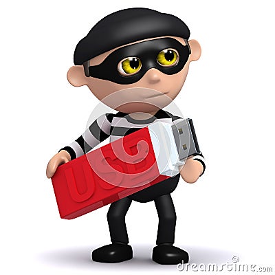 3d Burglar with USB Stock Photo