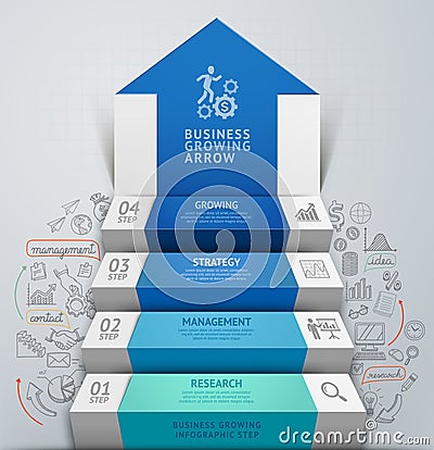 3d business arrow step staircase infographics. Vector Illustration