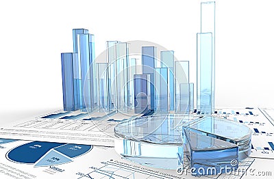 3D business charts and graphics Stock Photo