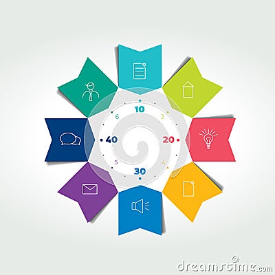 3D business circle color arrows infographic. Chart can be used for presentation, number options, workflow layout, timeline, diagra Vector Illustration