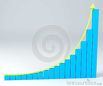 3D Business graph with arrow up Stock Photo