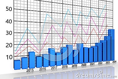 3D Business graph on white bachground Stock Photo