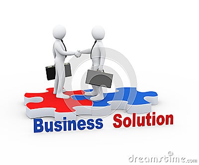 3d business partner on puzzle piece Stock Photo